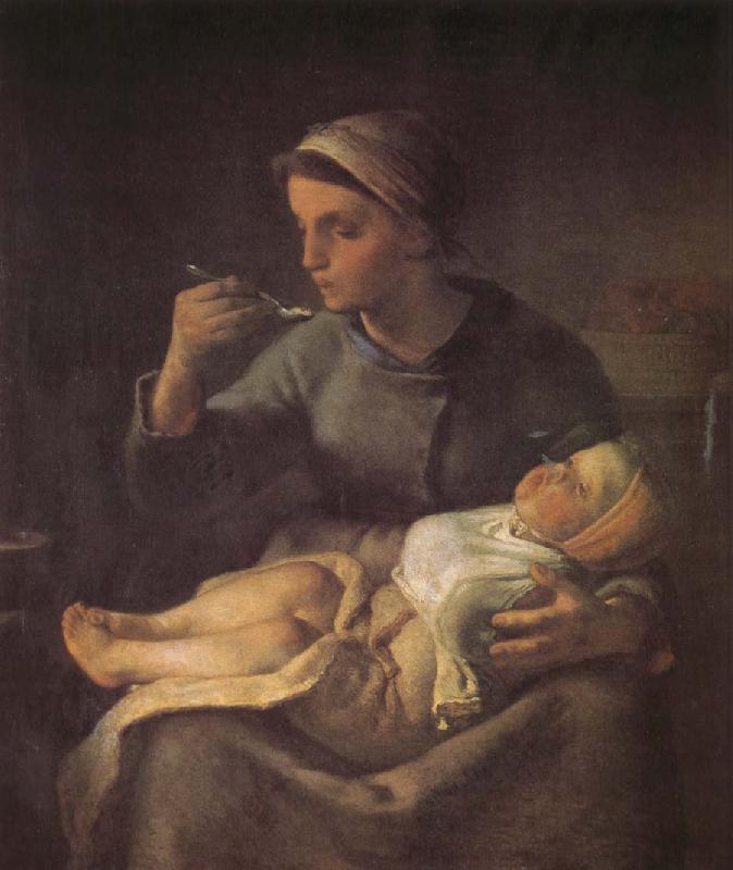 Jean Francois Millet Woman feeding the children France oil painting art
